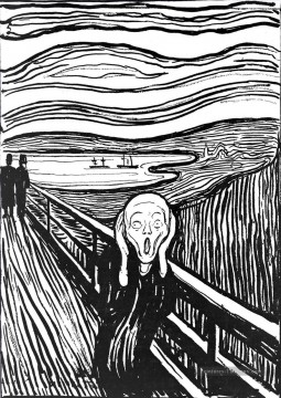  Edvard Art - The Scream by Edvard Munch Black and White